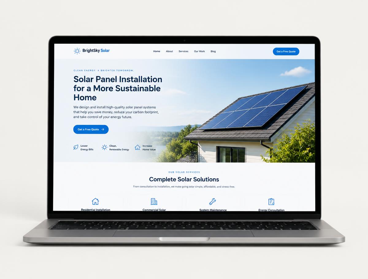 Solar Installers website design sample